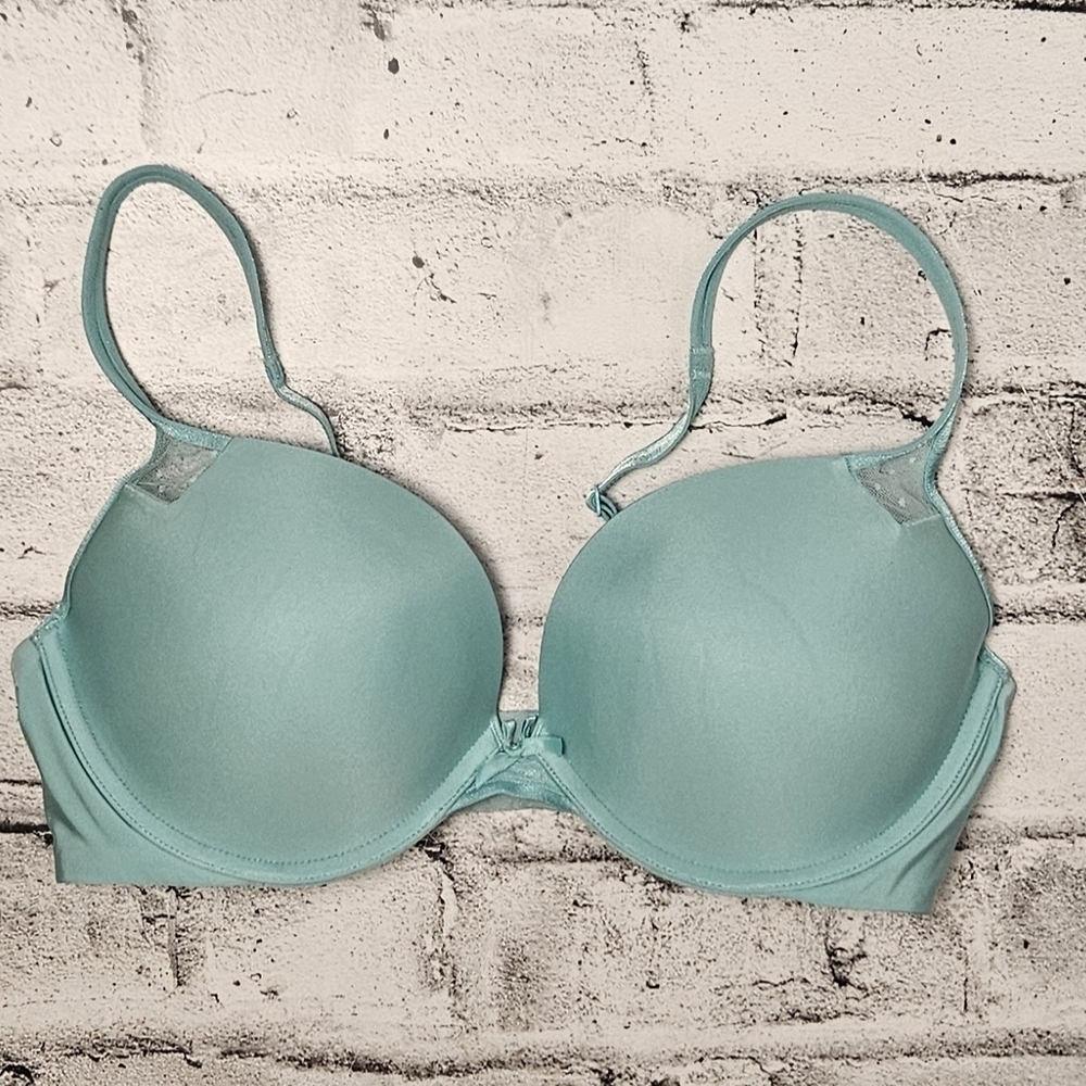 Victoria’s Secret Push Up Bra 34D Teal Blue Underwire